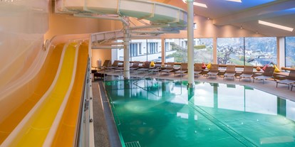 Hotels an der Piste - Pools: Innenpool - Fiss - Familien.Wasserwelt, mit Baby-, Kinder-, Familypool, Außenpool und 30 Meter Rutschbahn - Baby- & Kinderhotel Laurentius
