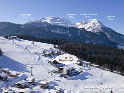 Hotels an der Piste - Klassifizierung: 3 Sterne - Skiregion Dachstein West - Haus mit Blick auf die Astauwinkelbahn u. Tennengebirge
 - Landhotel Salzburger Dolomitenhof